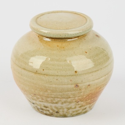 A Salt Glazed Peter Lange Lidded Jar