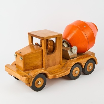 A Vintage Handmade Rimu Concrete Truck With Working Concrete Barrel