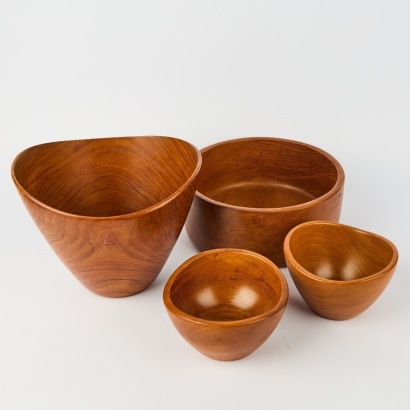 A Set of Four Danish Mid-Century Teak Bowls