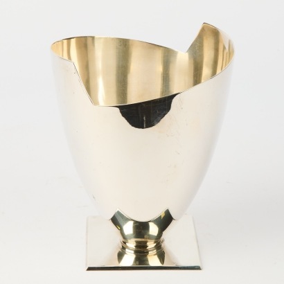 A Postmodern Elsa Rady Silver Plate Wing Vase For Swid Powell