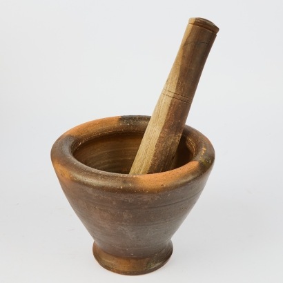 A Traditional Thai Pottery Mortar And Pestle
