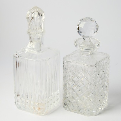 A Pair of Cut Glass Spirit Decanters With Stoppers