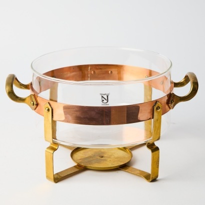 A Midcentury Nilsjohan Sweden Mulled Wine Server With Brass And Copper Stand