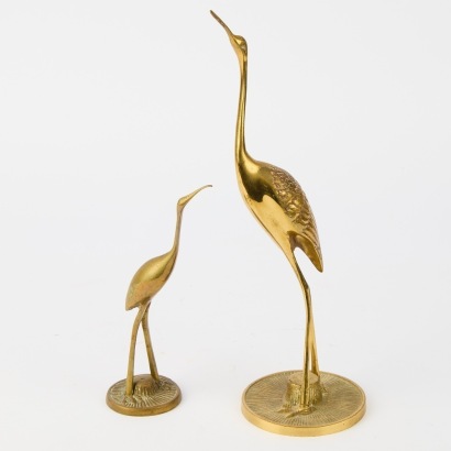 A Pair of Vintage Brass Cranes
