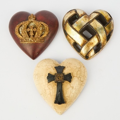 A Trio of Wall Hearts Cross, Crown & Weave