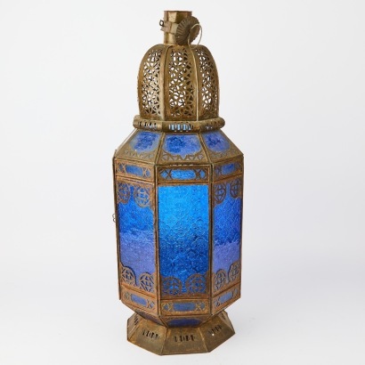 A Large Moroccan Brass Floor Lantern