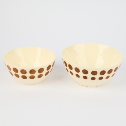 A Pair of White and Brown Ceramic Bowls