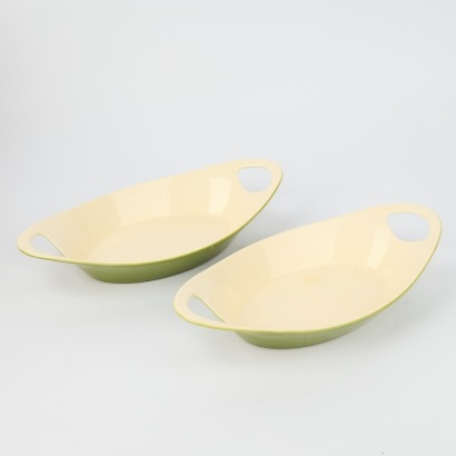 A Pair of Enamelled Cast-Iron Baking Dishes