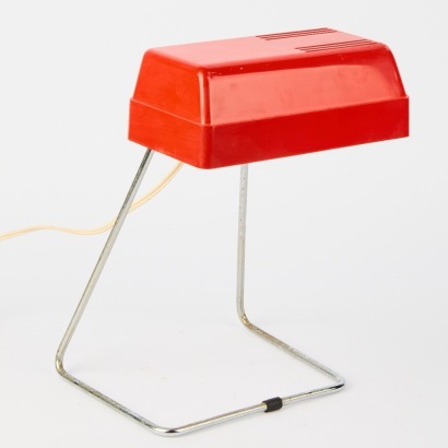 A Mid-Century Red Plastic Desk Lamp