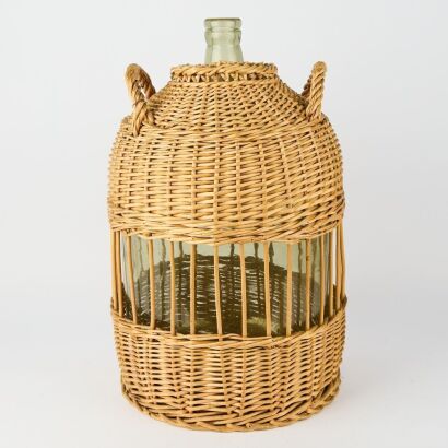 A Vintage Demijohn Woven Wicker Bottle