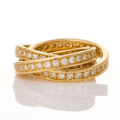 Cartier, Vintage, 18ct Yellow Gold, 1.86ct Diamond Trinity Band Ring, circa 1980's