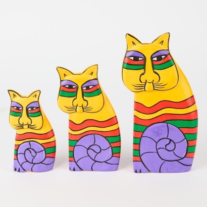 A Trio of Laurel Burch Style Cats