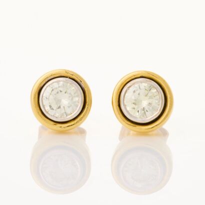 18ct Yellow / White Gold, .80ct Diamond Stud Earrings