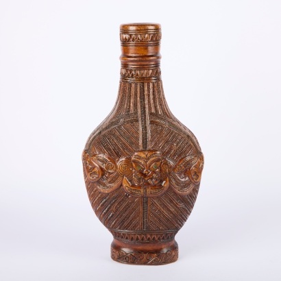 A Large Hand Carved Vase Carved from Totara, Aotearoa