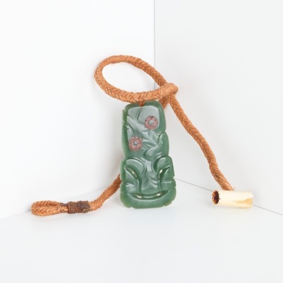 A Stone Tool Carved Hei Tiki by Matiu Bartlett, Aotearoa