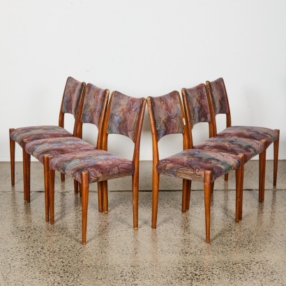A Set of Six Fler 64 Mid-Century Softback Dining Chairs