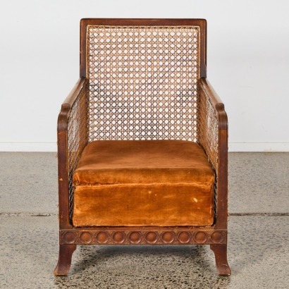 A Vintage Bergere Rattan Armchair