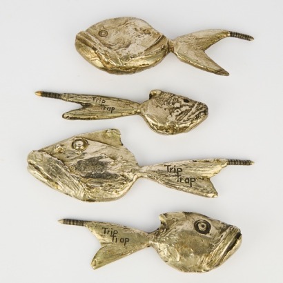 A Brass Fish Set of Four Created By Eb Moller For Trip Trap