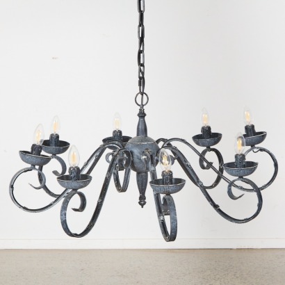 A French Provincial Wrought Iron Chandelier
