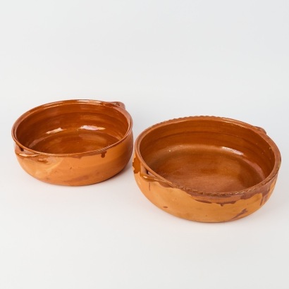 A Pair of Half-Glazed Terracotta Dishes