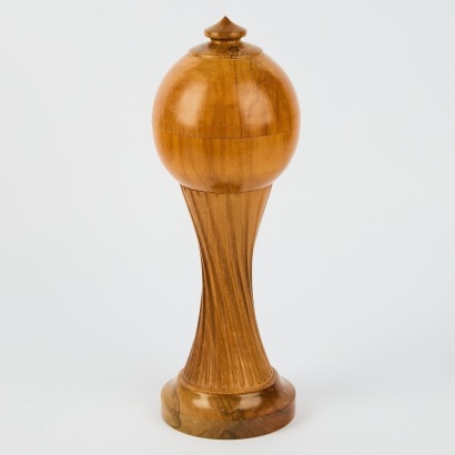 A Vintage Rimu And Walnut Jim Neumann Ball On Stand Jar