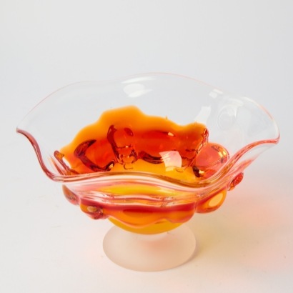 A Murano Style Petal Petal Bowl with Frosted Base