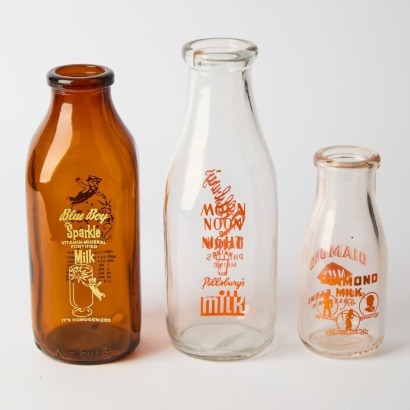 A Trio of Vintage Collectable American Milk Bottles