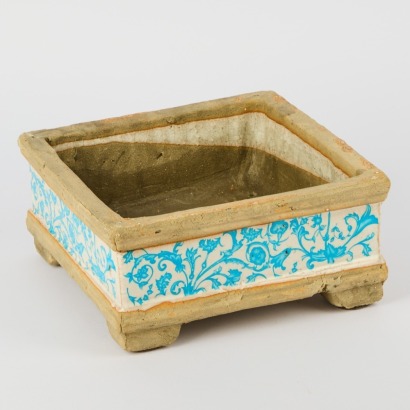 A Rustic Blue and White Square Vase