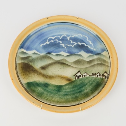 A Hand-Painted Wall Mount Studio Pottery Plate