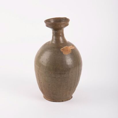 A Korean 9th Century Goryeo Dynasty Celadon Plate-mouth Vase