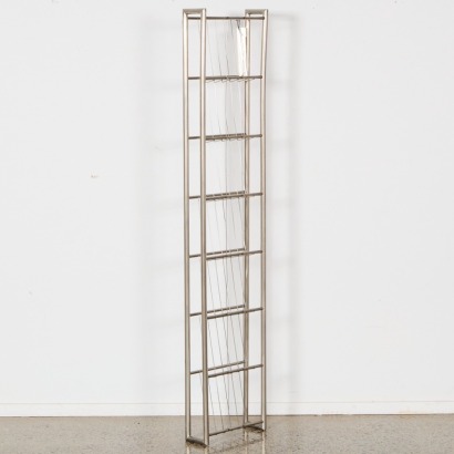 A Danish Brushed Stainless Steel 7 Tray A4 Wall Rack By Peter Boy