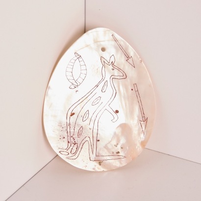 A Mother of Pearl Riji with Kangaroo Design, Australia