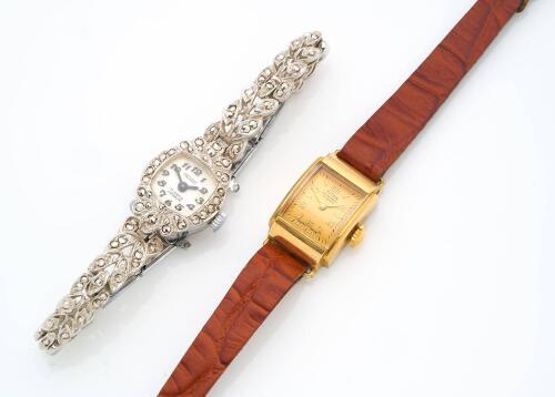 Two Lady's wristwatches, one gold capped, the other marcasite.