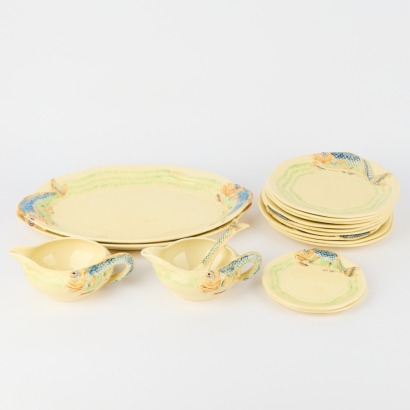 A 16 Piece Clarice Cliff Place Fish Service Circa 1930