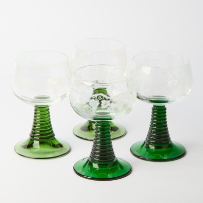 A Set Of Four Etched Beehive Champagne Coupes