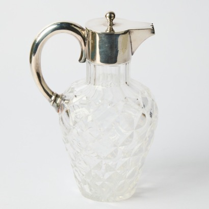 A Facet Cut Crystal Claret Jug by Walker & Hall