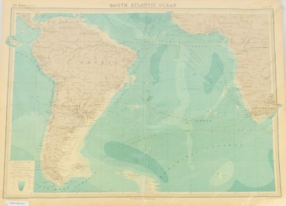 A Pair of Antique Maps of North & South Atlantic Ocean, c. 1921
