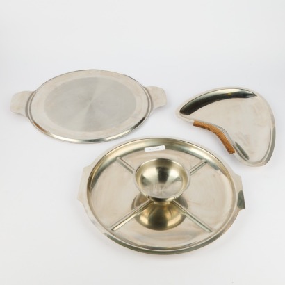 Three Mid Century Danish & British Stainless Steel Serving Trays