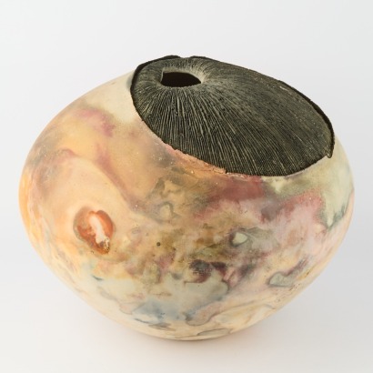 A Large Ray Rogers Fungoid Raku Fired Ovoid Form