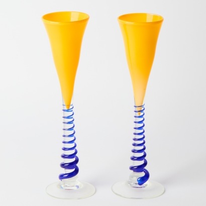 A Pair of Signed Lynette Campbell Goblets
