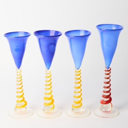 A Set of Four Signed Lynette Campbell Goblets