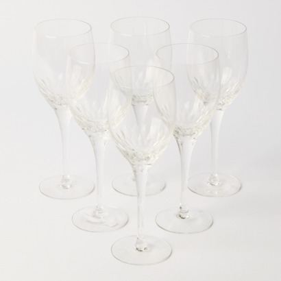 A Set of Six Vintage Orrefors Prelude Wine Glasses