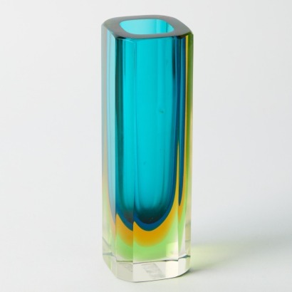 A Murano Faceted Sommerso Heavy Glass Vase