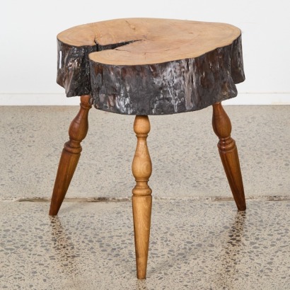 A Stump Stool In Pohutukawa And Walnut