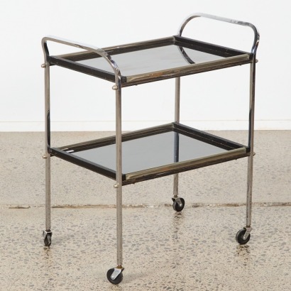 An Art Deco Black & Chrome Drinks Cart
