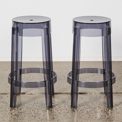 A Pair of Charles Ghost Stools by Philippe Starck for Kartell