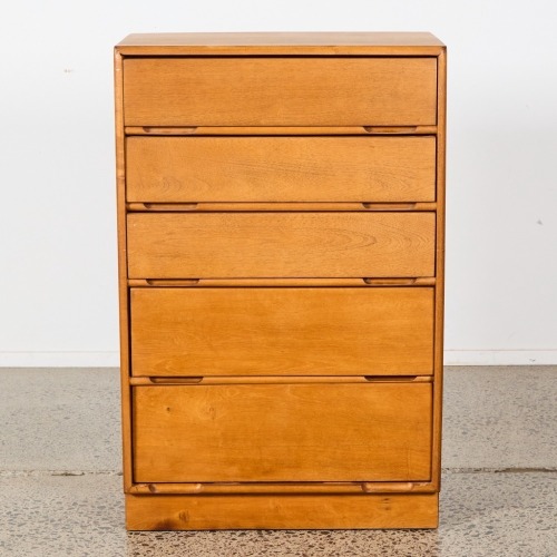 A Midcentury Solid Oak Set Of Drawers
