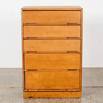 A Midcentury Solid Oak Set Of Drawers