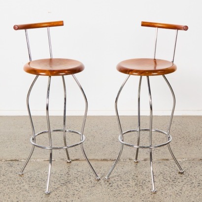 A Pair of Matthew Von Sturmer Style Bar Stools