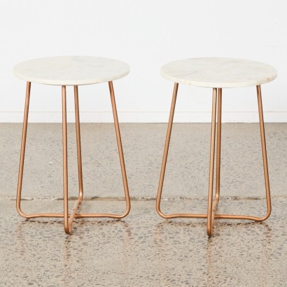 A Pair of Marble-Topped Side Tables